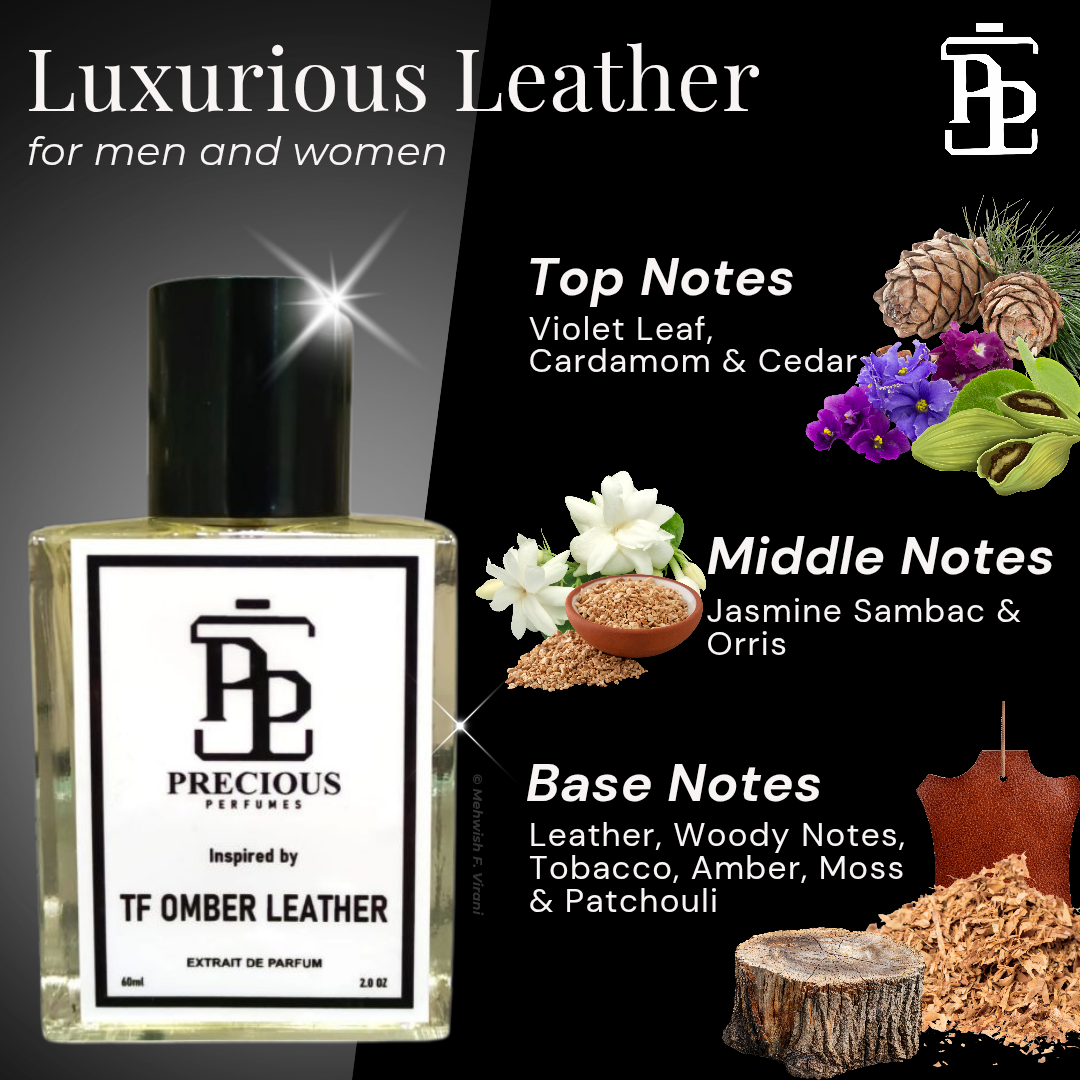 Shop our Tomford ombre Le@ther inspired unisex perfume - a warm gender-neutral fragrance with woody spicy notes at an affordable price. Available in 60 ml & 100 ml. Free Shipping & COD at Precious Perfumes.