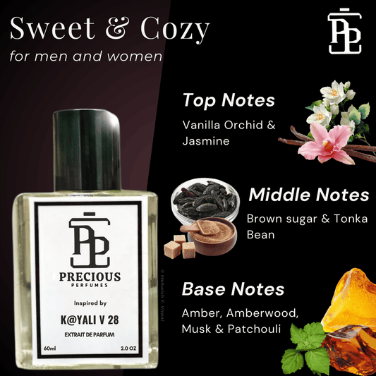 Shop our Kayali Vanilla 28 inspired unisex perfume - a sweet, cozy gender-neutral fragrance with woody notes at an affordable price. Available in 60 ml & 100 ml. Free Shipping & COD at Precious Perfumes.