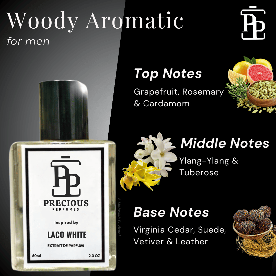 Shop our Lacoste White inspired men's perfume - an aromatic masculine fragrance with woody notes at an affordable price. Available in 60 ml & 100 ml. Free Shipping & COD at Precious Perfumes.