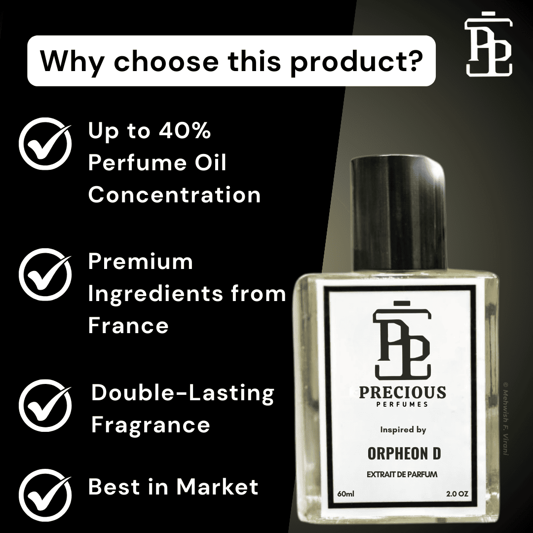 Discover our Orpheon Diptyque inspired unisex perfume - earthy woody & fresh spicy. Benefits: long-lasting, skin-friendly, made with premium quality ingredients, perfect for all seasons & occasions; available in 60 ml & 100 ml at an affordable price. Free Shipping & COD at Precious Perfumes.